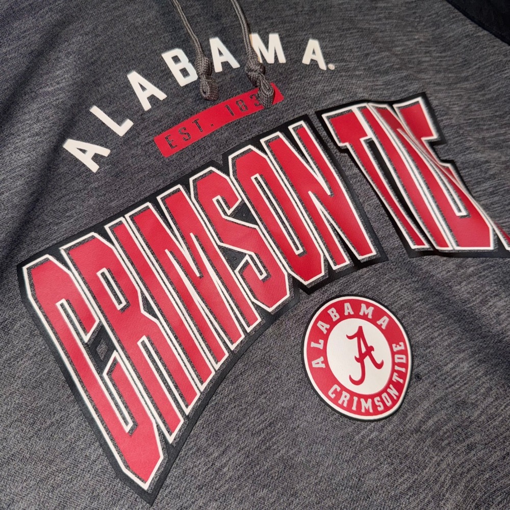 Russell Alabama Crimson Tide Short Sleeve Hoodie Mens 2XL Charcoal Black NCAA